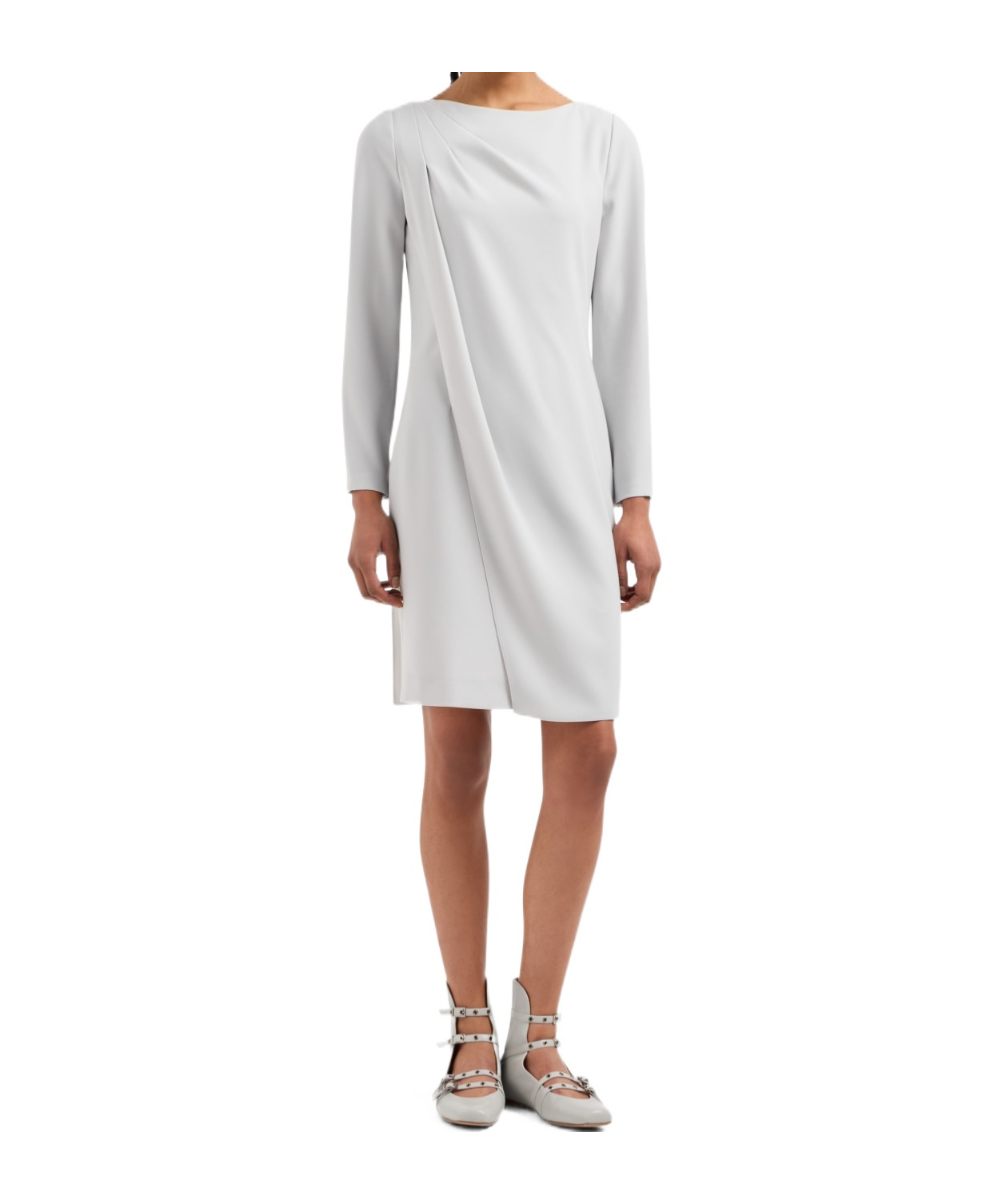 Shop Emporio Armani Panel-detail Cady-texture Mini Dress In White