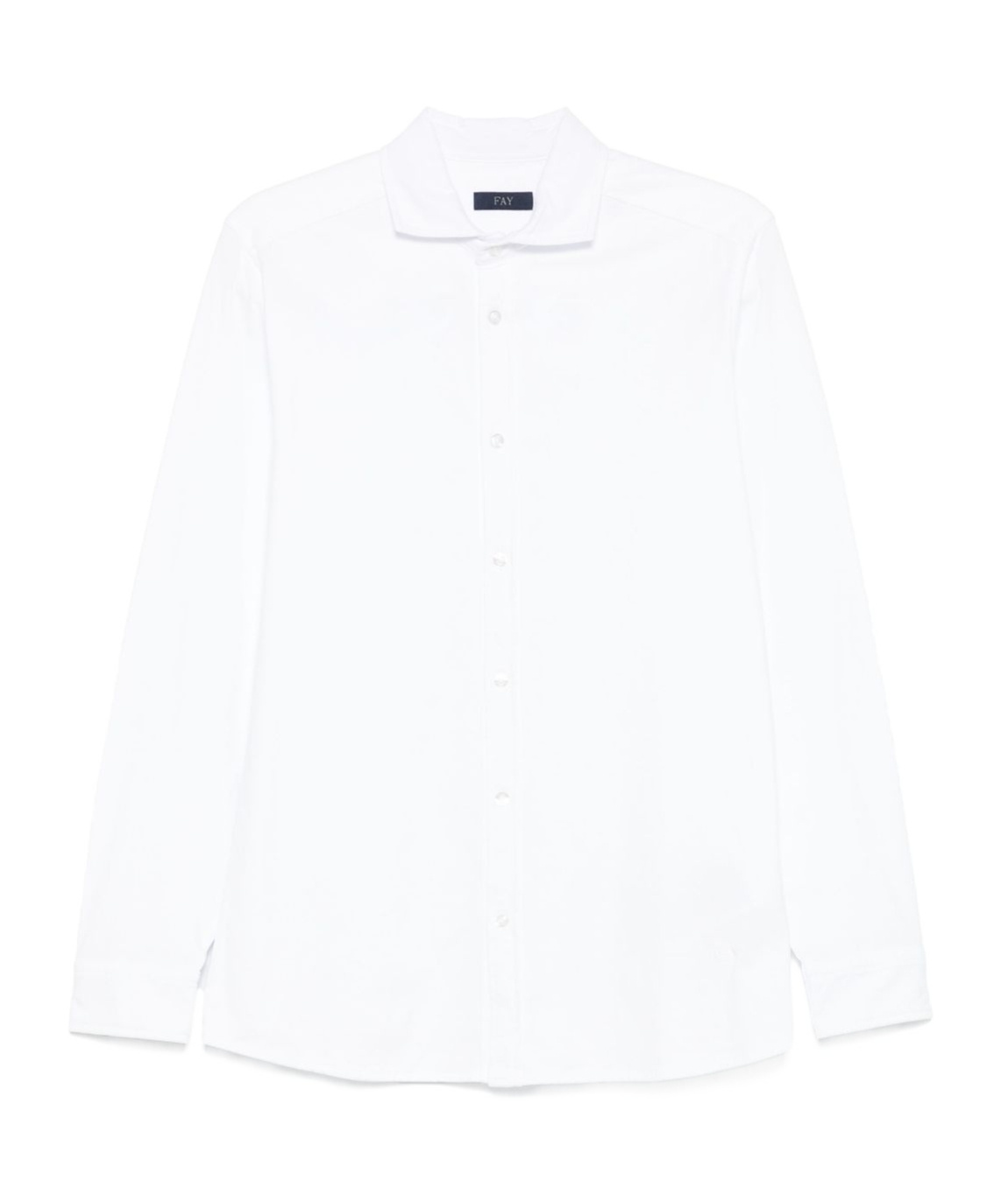 Fay Long-sleeve White Jersey Shirt With Embroidered Logo In White