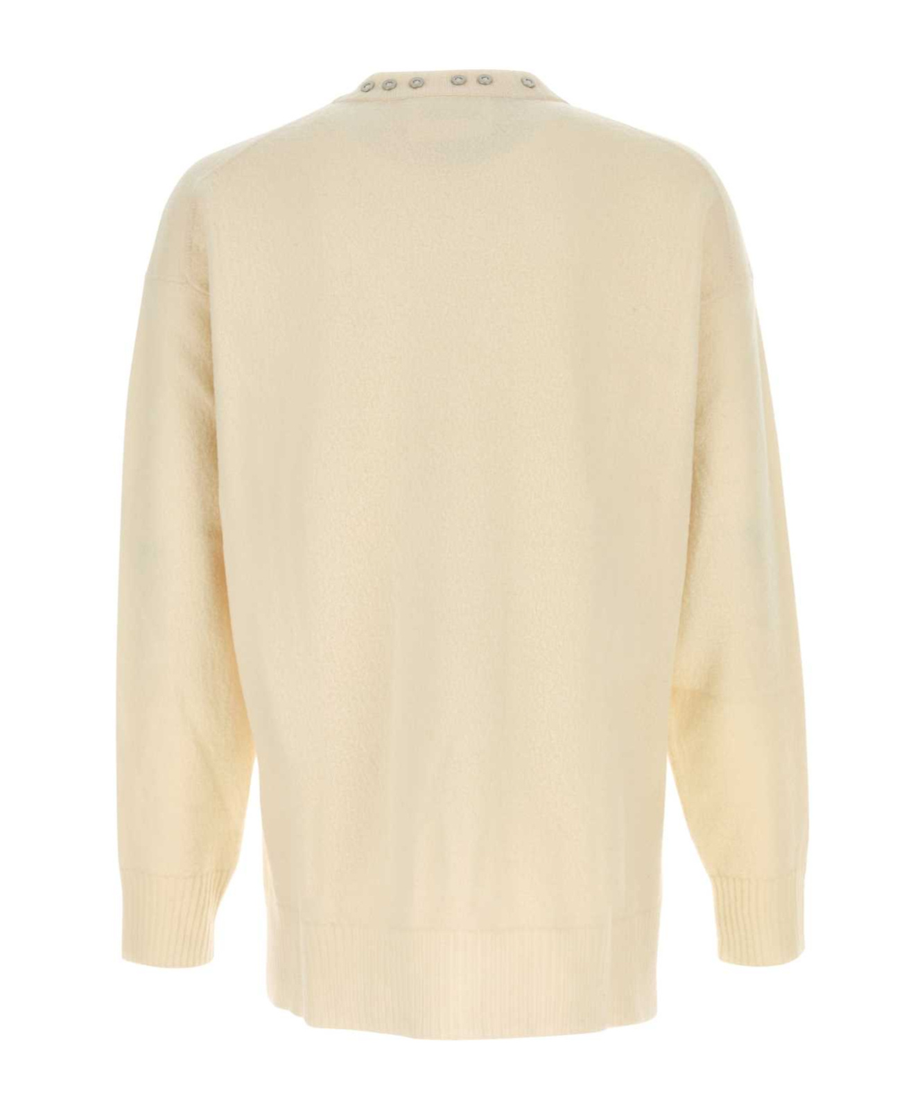 Jil Sander Wool Sweater Featuring Embellished Neckline In Neutral