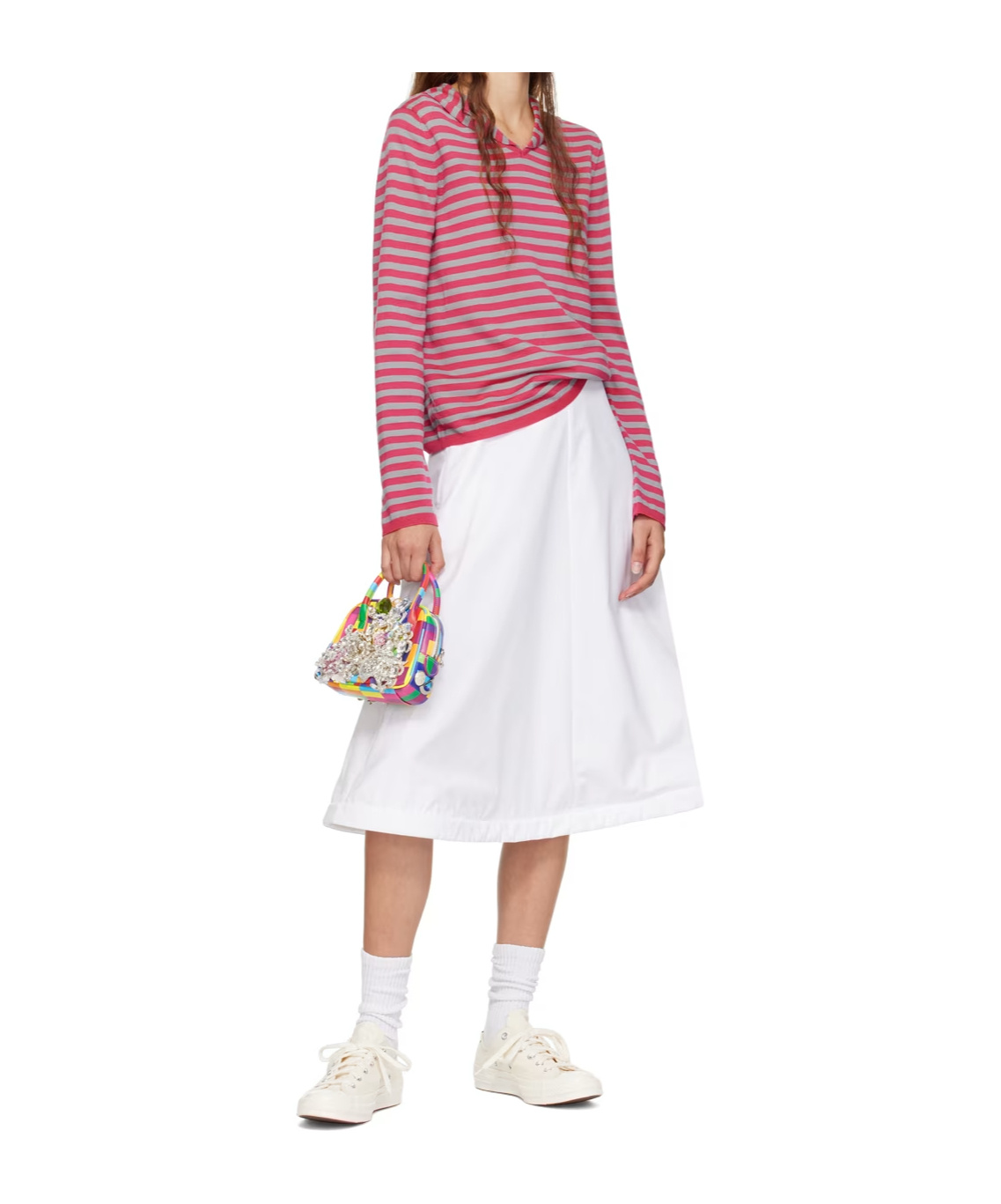 Comme Des Garçons Play Play Converse Cotton Low Sneakers In Nude