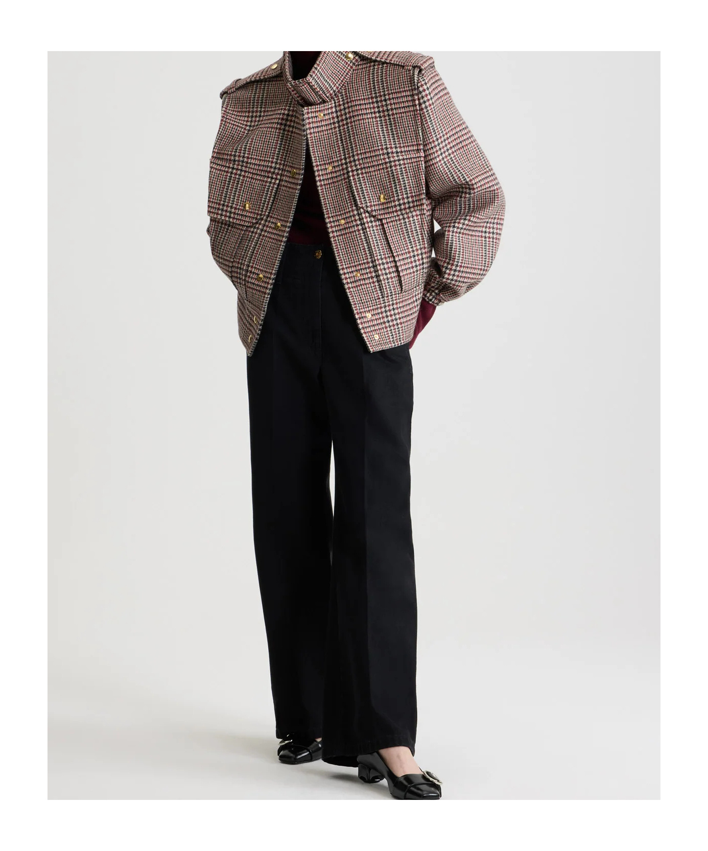 Patou Checked Virgin Wool Jacket In Multi
