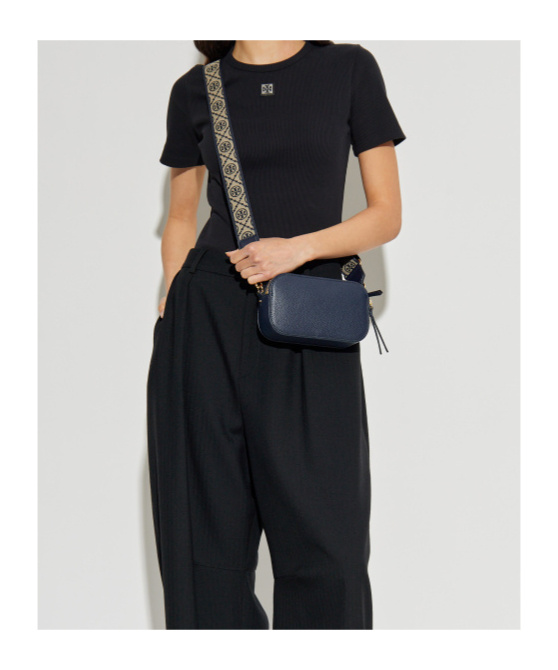 Tory Burch Crew Neck Ribbed Texture Short Sleeves Top