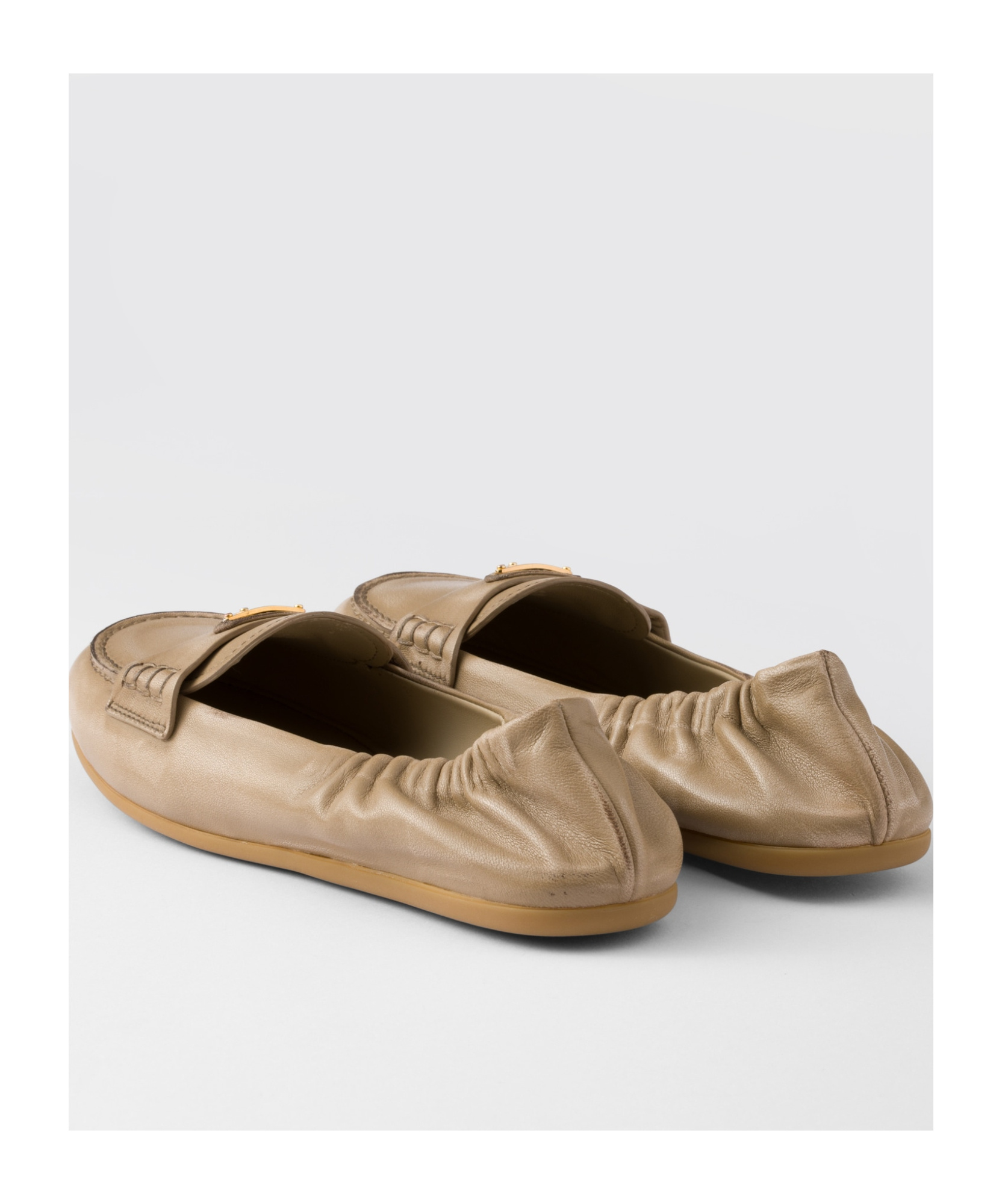 Prada Triangle Logo Suede Loafers In Yellow
