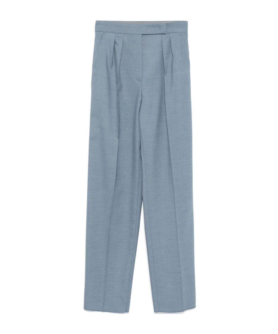 Max Mara Perfect High Waist Wide Leg Trousers In Blue