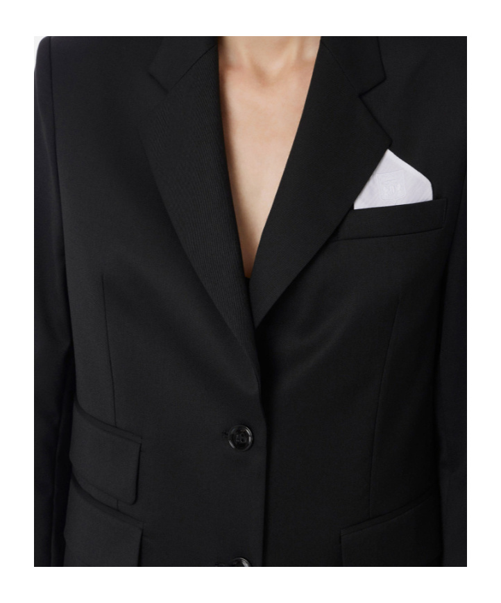 Elisabetta Franchi Cool Wool Jacket With Pocket Square In Black