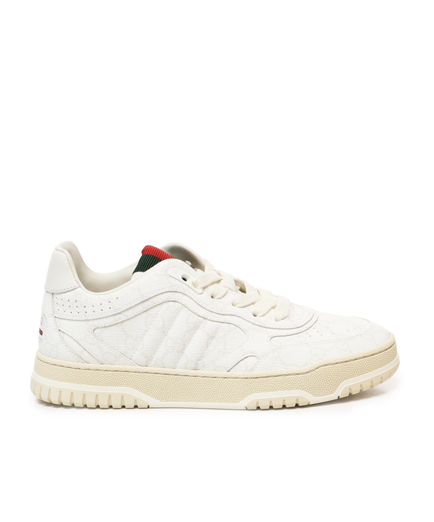 Gucci Re-web White Low Top Sneakers With Web Detail And Embossing In Leather Woman In White