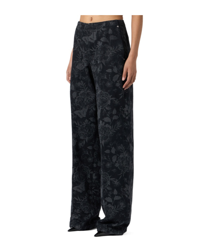 Blumarine Laser-print Denim Trousers In Black