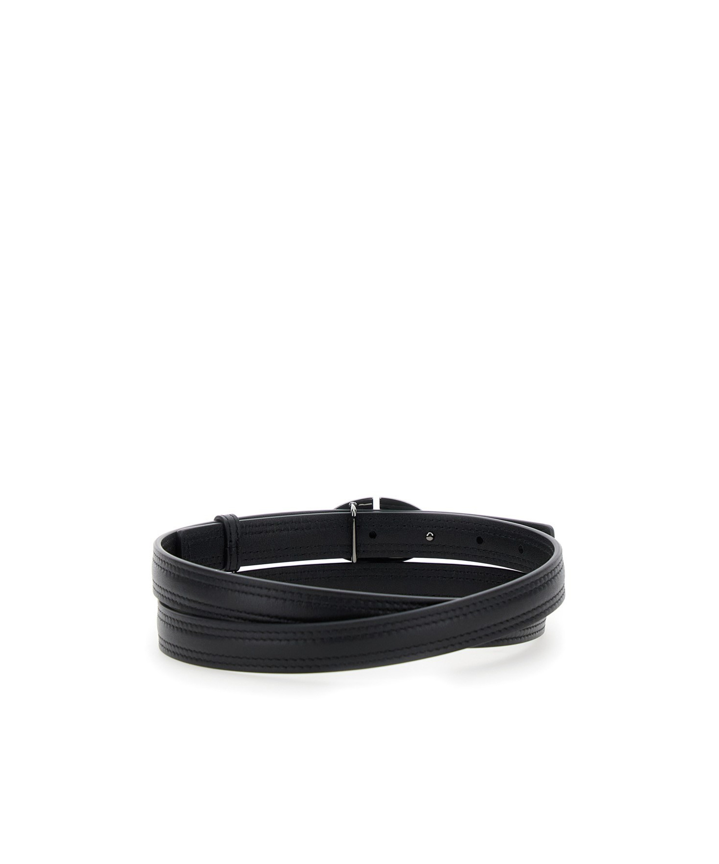 Valentino Garavani Black Belt With V Bold Edition Detail In Leather Man In Black