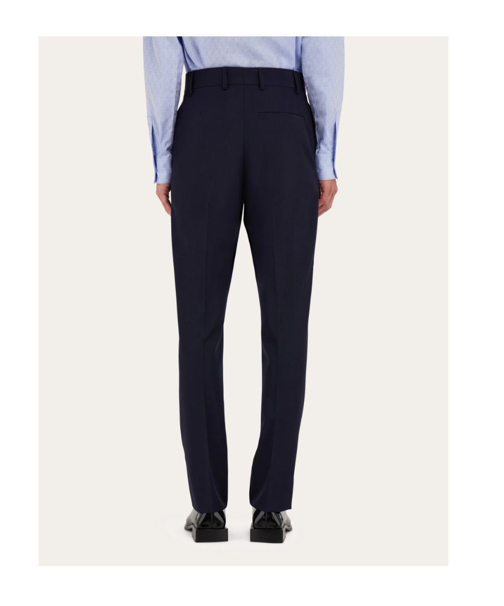 Ferragamo Flat Front Tailored Trouser In Blue