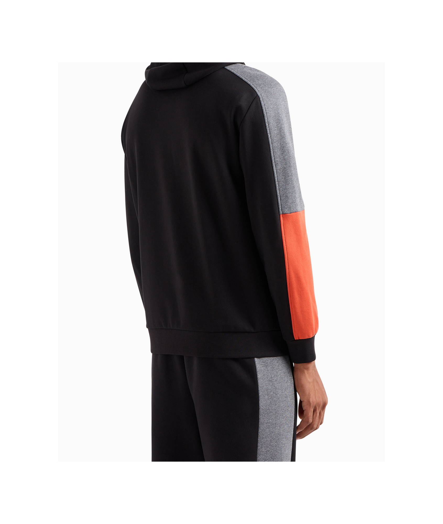 Ea7 Visibility Cotton-blend Hooded Sweatshirt In Black