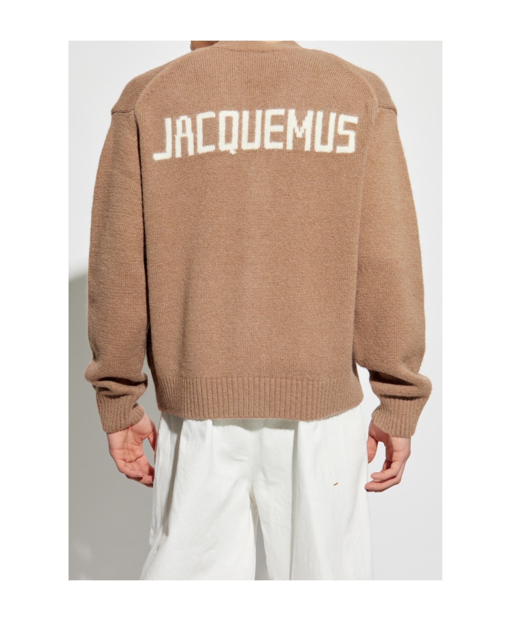 Jacquemus Logo Alpaca Cardigan Unique Pattern In Nude