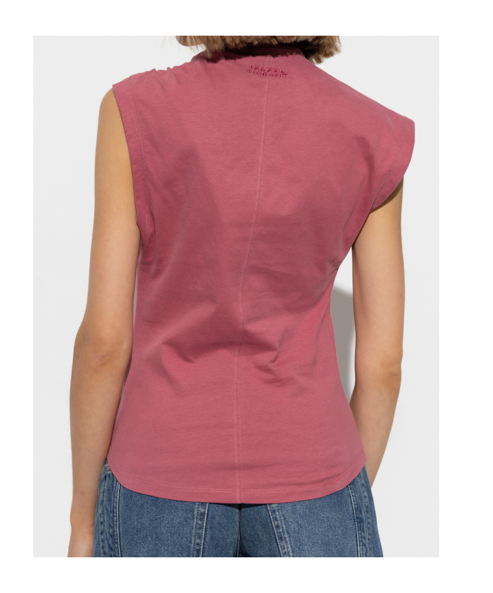Isabel Marant Front Bow Crewneck Top With Knot Detail In Pink