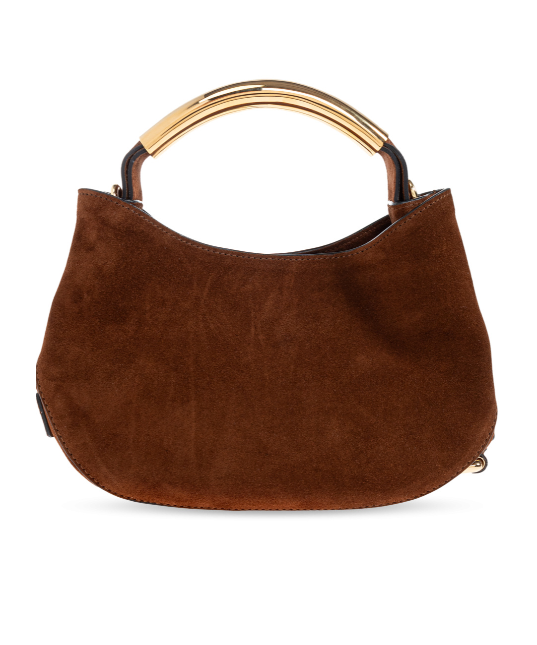 Moschino Curved-handle Suede Tote Bag In Brown