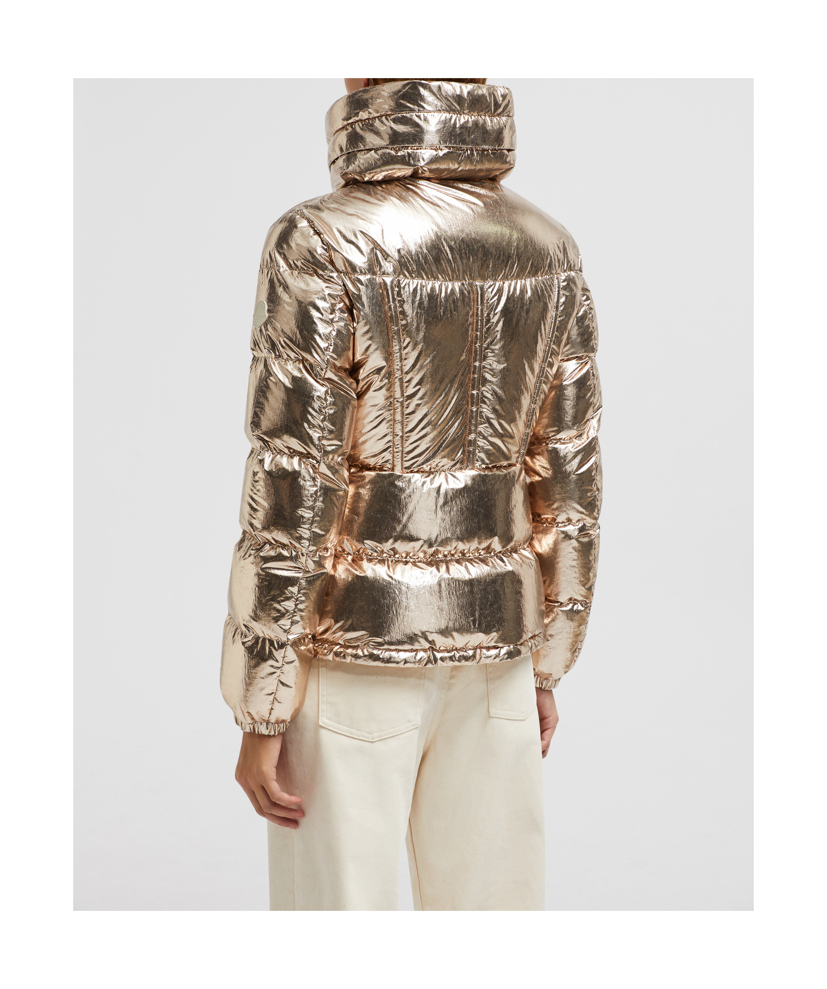 Shop Moncler Douros Short Down Jacket In Nude