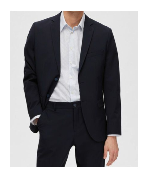 Selected Viscose Blend Slim Fit Blazer In Blue