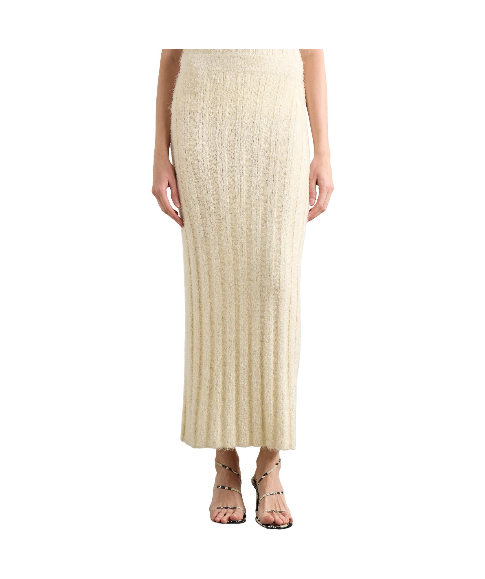 Khaite Claire Ribbed Brushed Silk And Cashmere-blend Midi Skirt In White