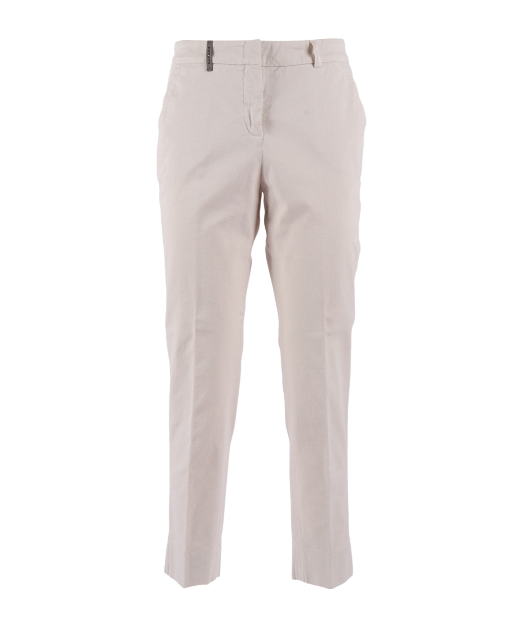 Peserico Straight Leg Tailored Trousers With Decorative Tab In White