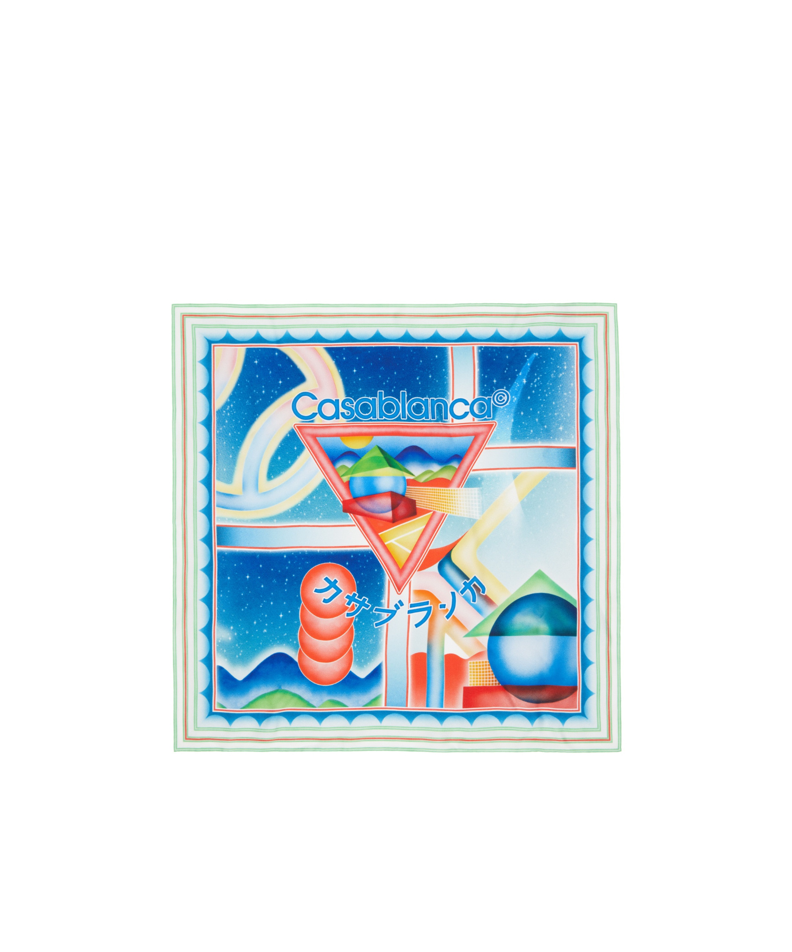 Casablanca Square Printed Silk Scarf In Blue