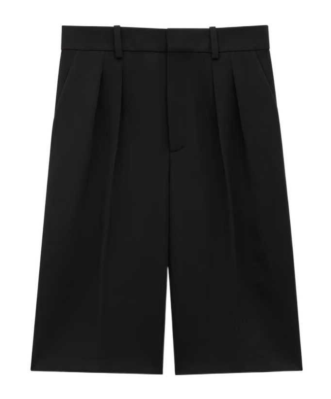 Saint Laurent Grain De Poudre Wool Bermuda Shorts In Black