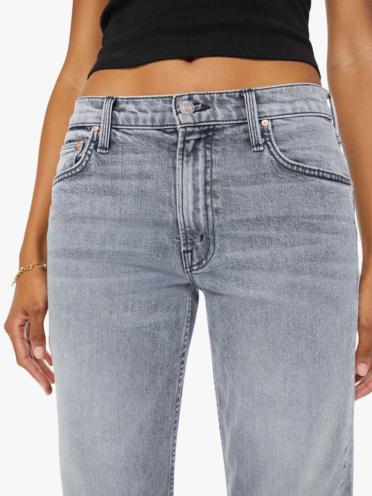Mother The Enchanter Heel Jeans In Gray