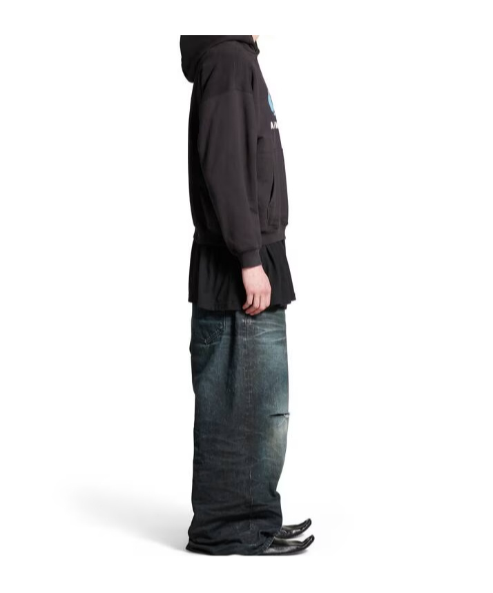 Shop Balenciaga Men's Loop Sports Icon Hoodie Medium Fit In Black