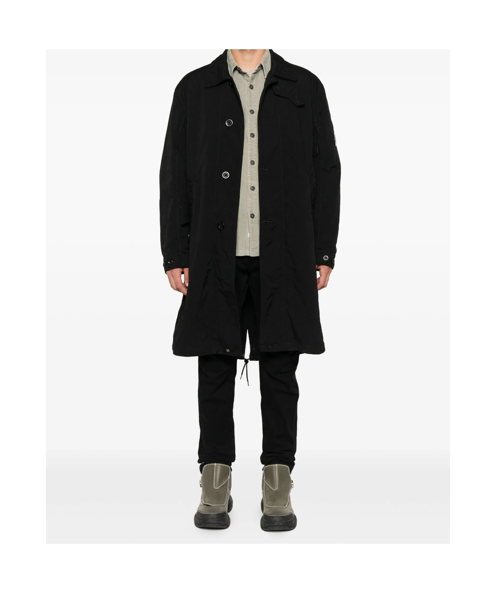 C.p. Company Cp Company Outerwear Long Jacket In Twill In Black