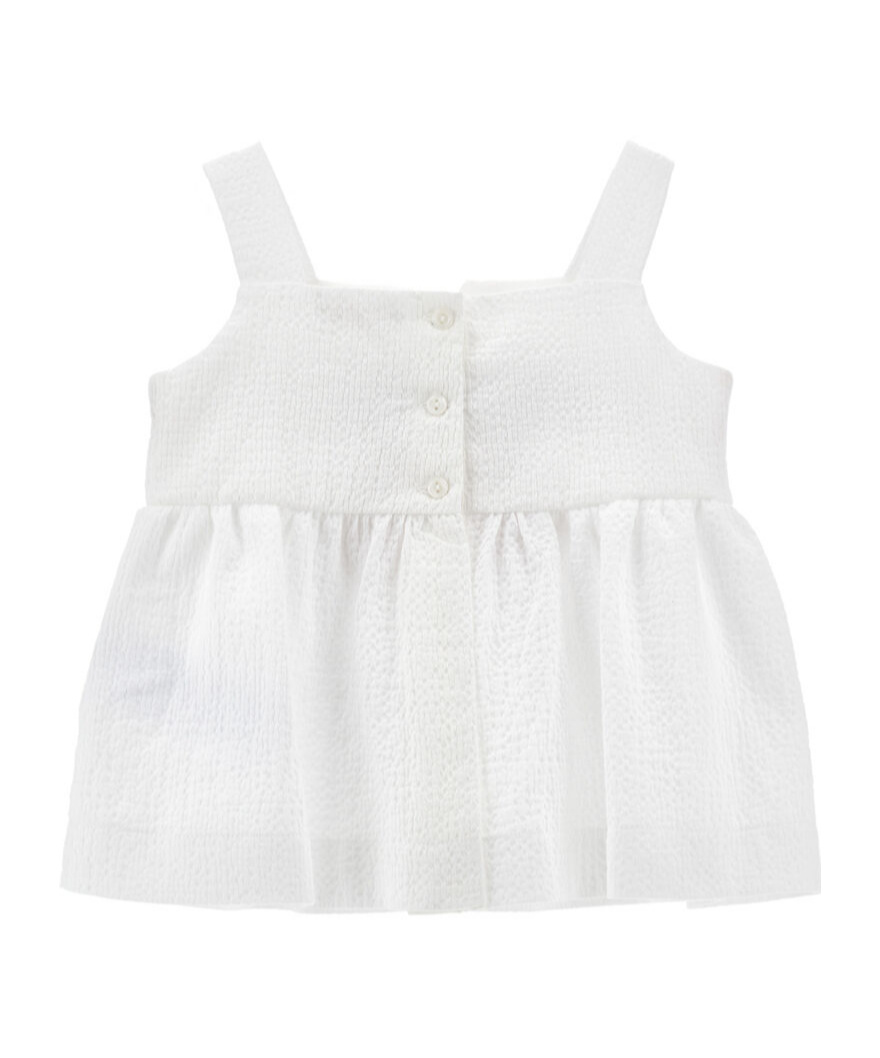 Monnalisa Seersucker Top With Maxi Bow In White