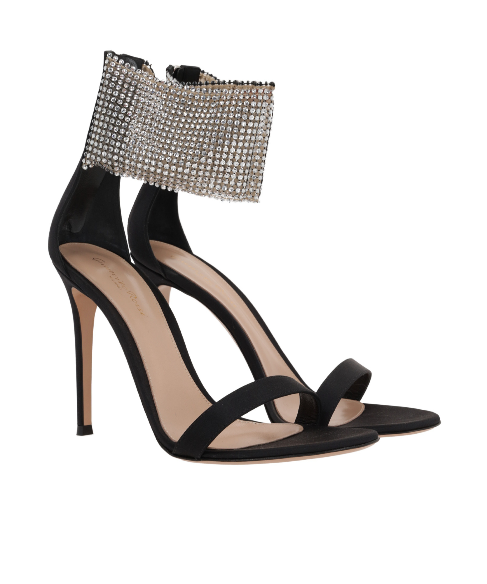 Gianvito Rossi 105 Crystal Embellished Sandals In Black