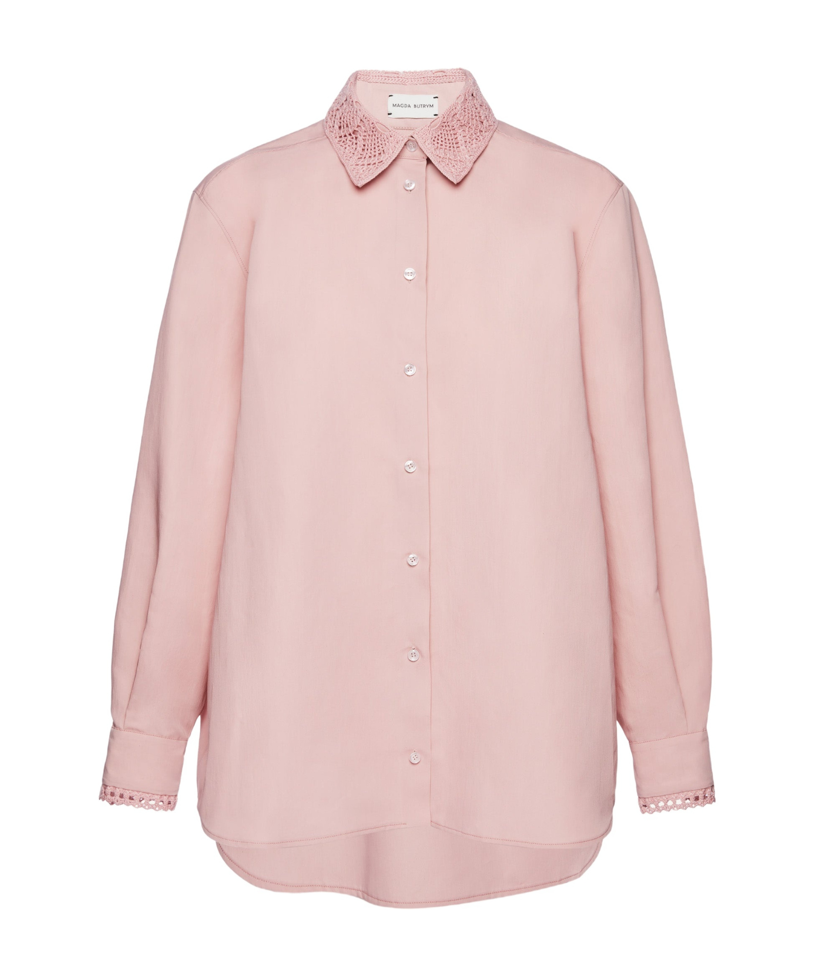 Magda Butrym Crochet Collar Button-up Shirt In Pink
