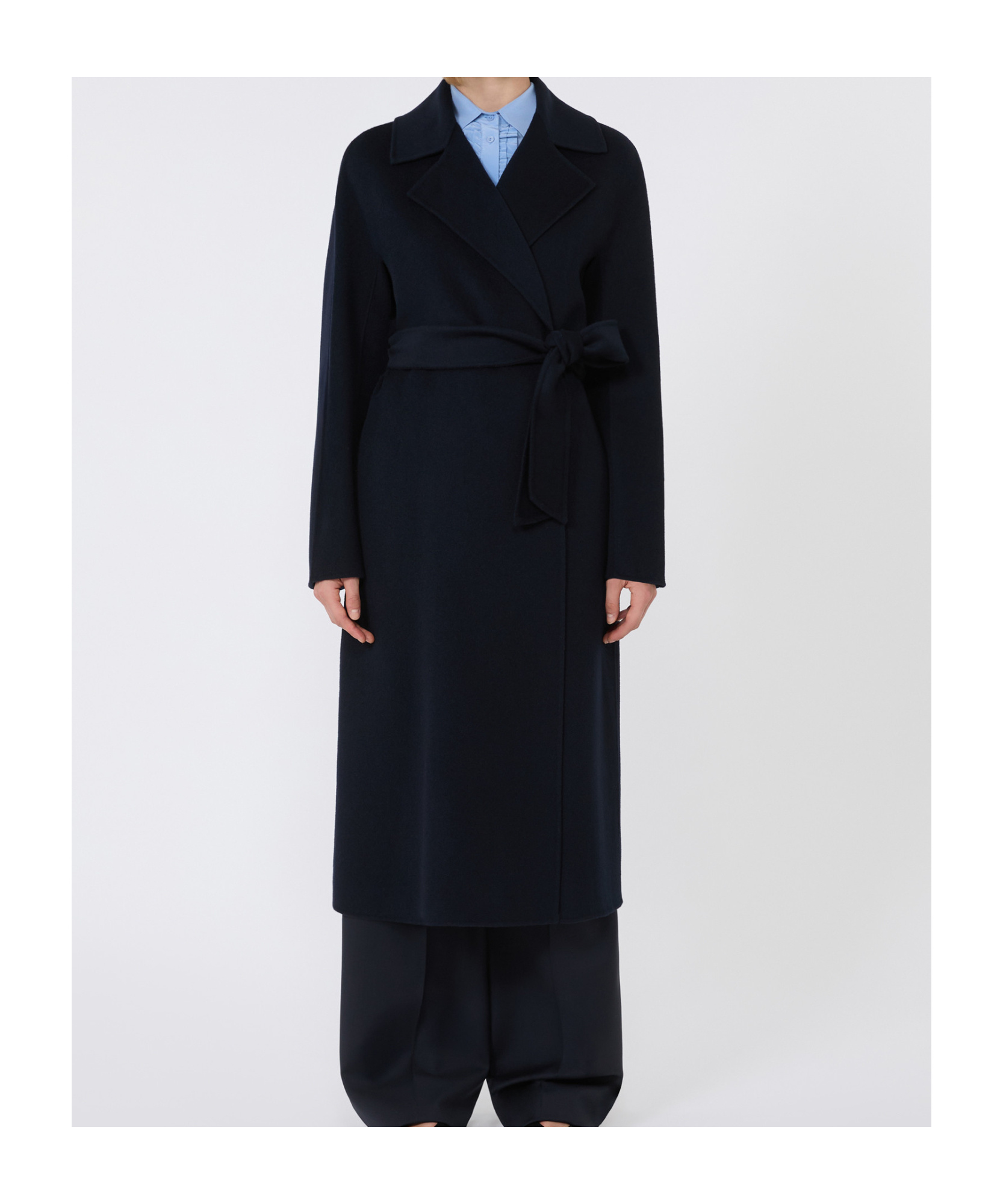 Max Mara Studio Cles Belted Coat In Blue