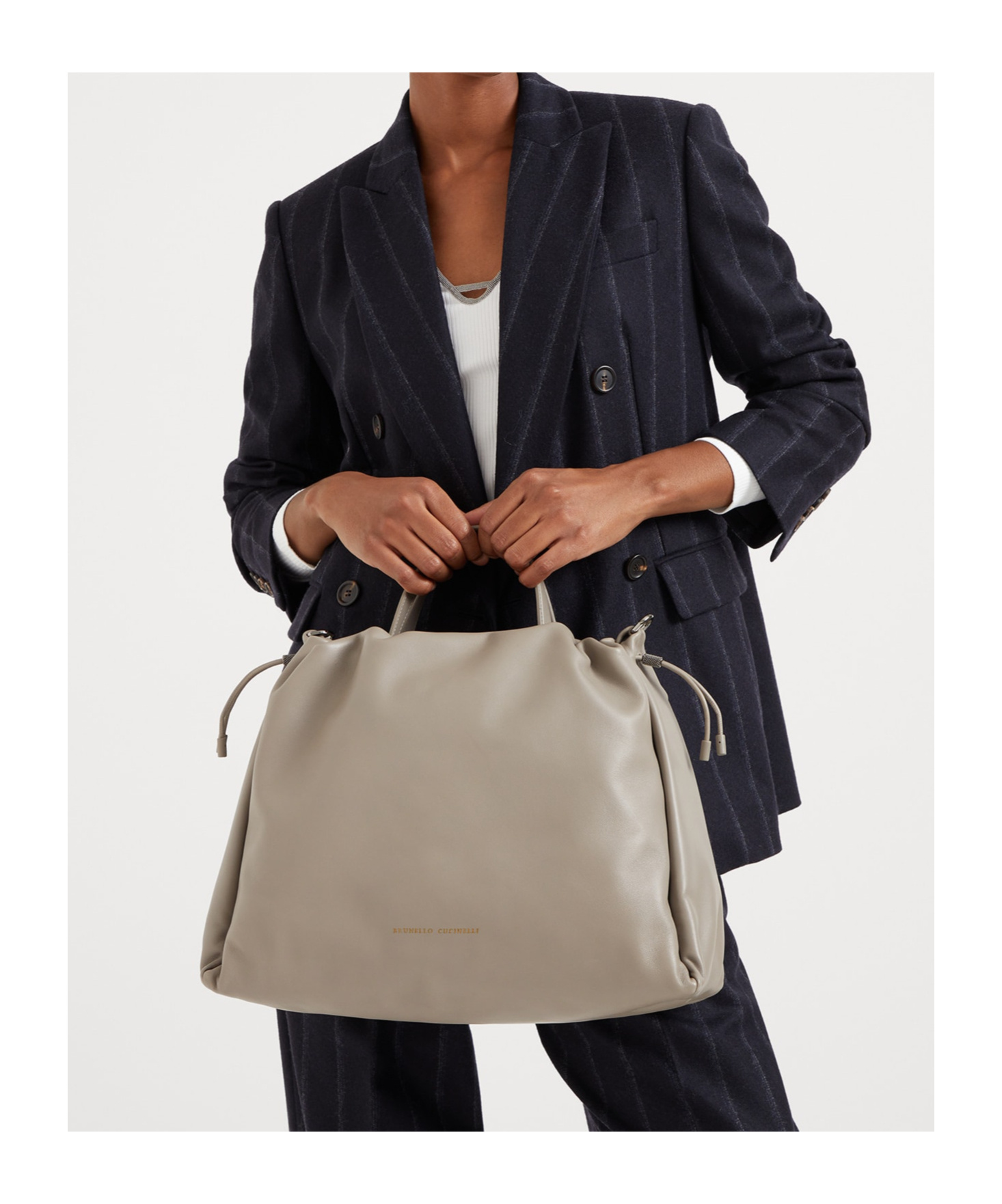 Shop Brunello Cucinelli Monili Drawstring Tote Bag In Nude