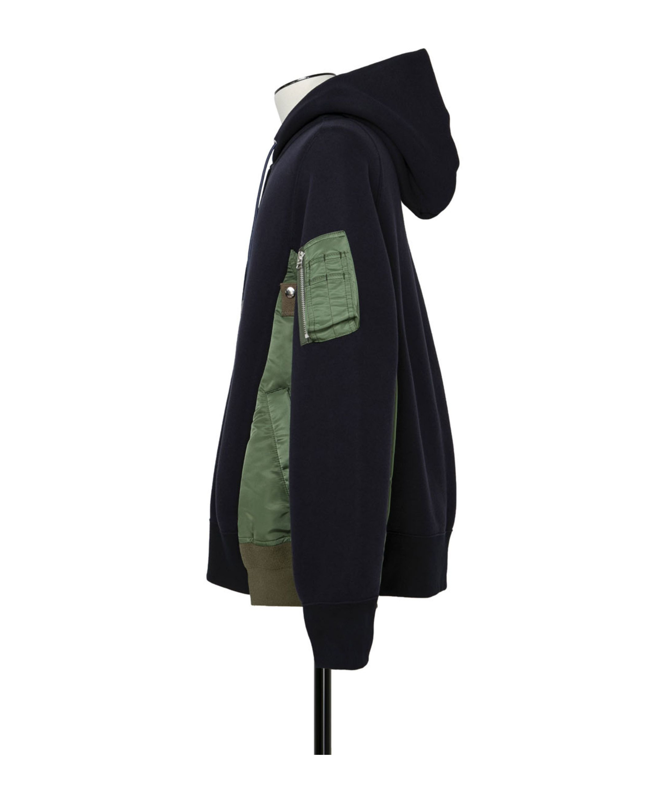 Sacai Sponge Sweat X Nylon Twill Hoodie In Black
