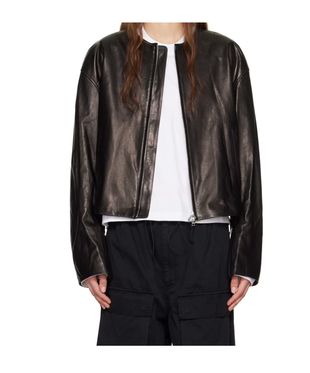 Wooyoungmi Zippered Leather Jacket In Brown