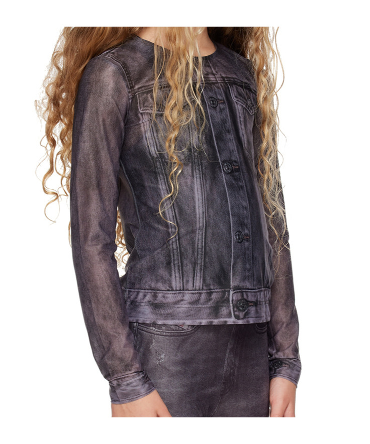 Diesel Tclau Trompe L'oeil Top In Black