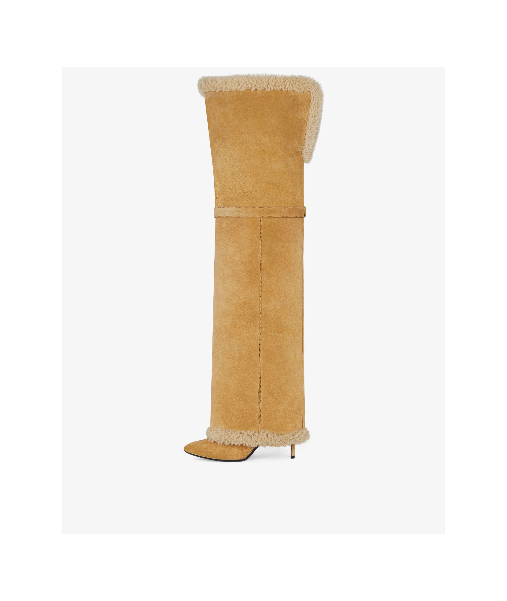 GIVENCHY SHARK LOCK STILETTO BOOTS IN SUEDE AND SHEARLING
