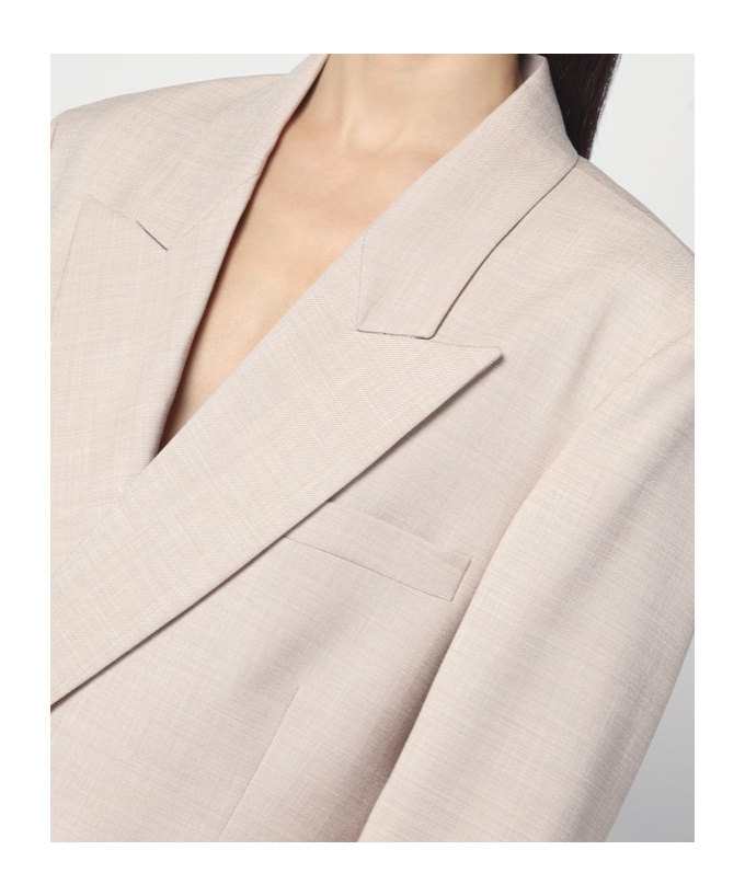 The Andamane Double-breasted Sand-coloured Jacket In Nude