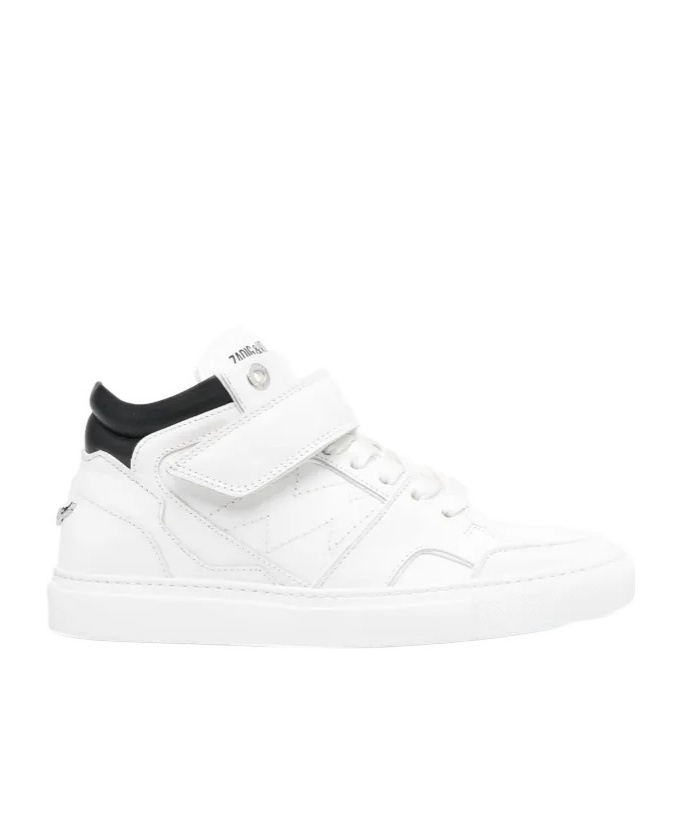 Zadig & Voltaire Mid Flash Smooth Leather Sneaker In White