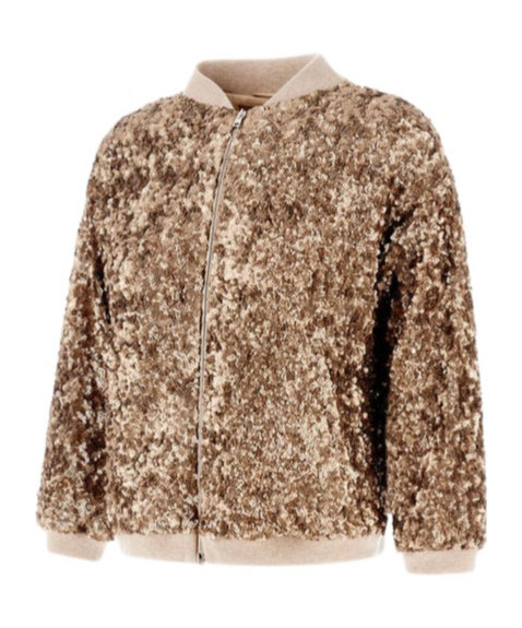 HERNO SEQUINED ZIP-UP BOMBER JACKET