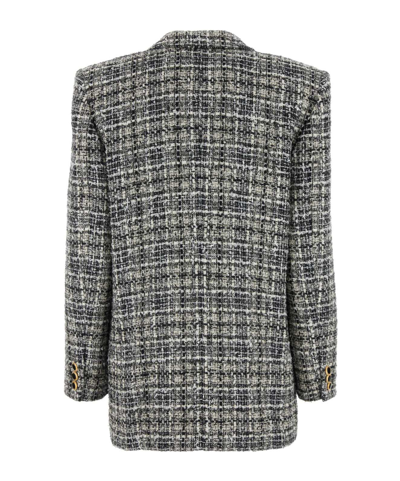 Alessandra Rich Oversized Checked Lurex Tweed Blazer In Black