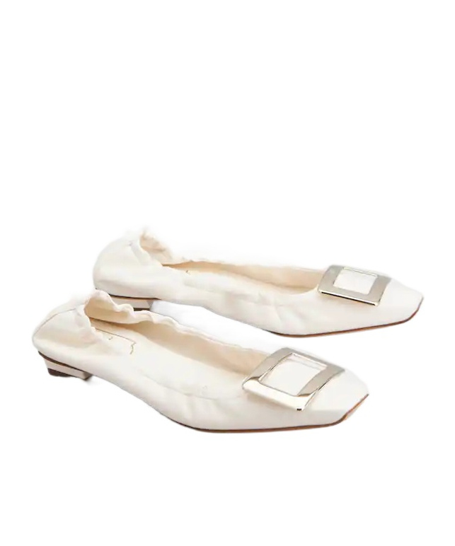 Roger Vivier Belle Vivier Ballet Flats In White