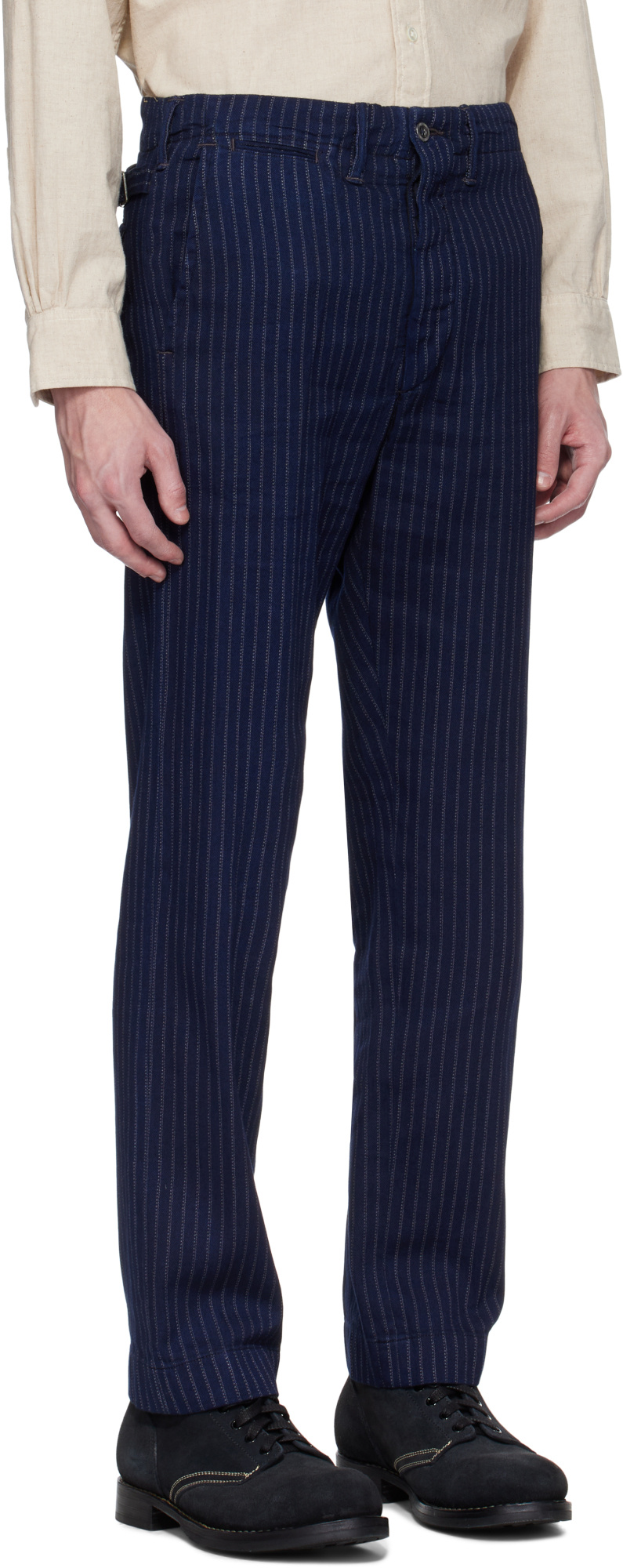 Rrl Printed Hamilton Trousers In Navy Blue