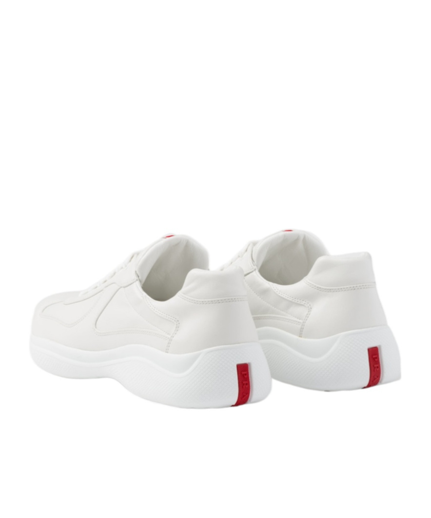 Prada Men's Americas Cup Napa Leather Low-top Sneakers In White