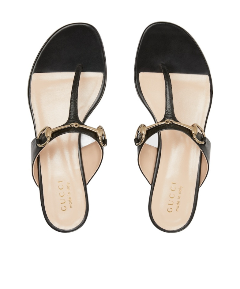 Shop Gucci Women's Thong Sandal With Horsebit In Black