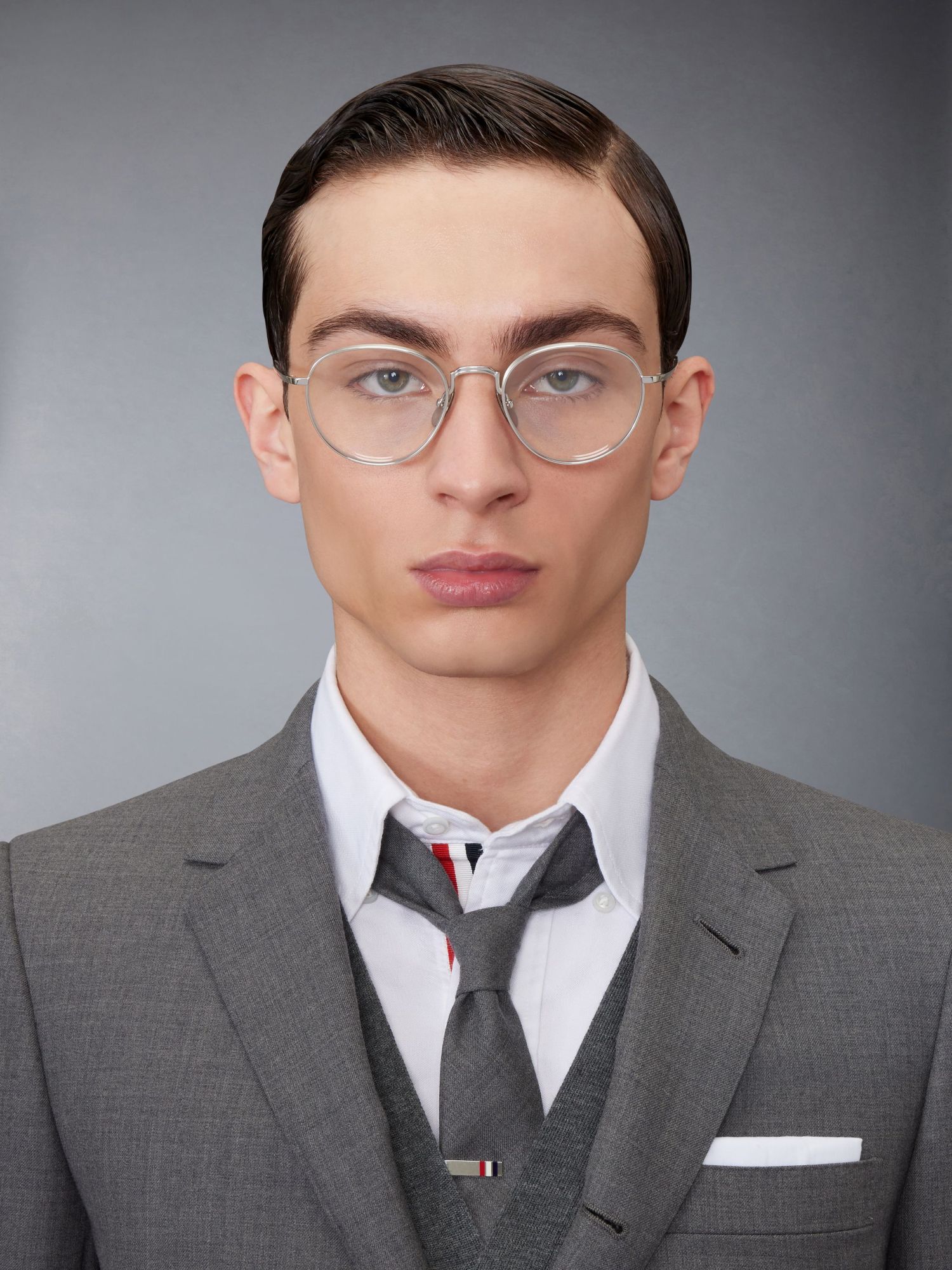 Shop Thom Browne Round-frame Glasses In Gray