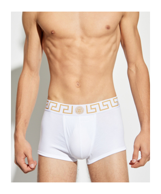 Versace Greca Border Trunks Multicolour Three-pack In Black