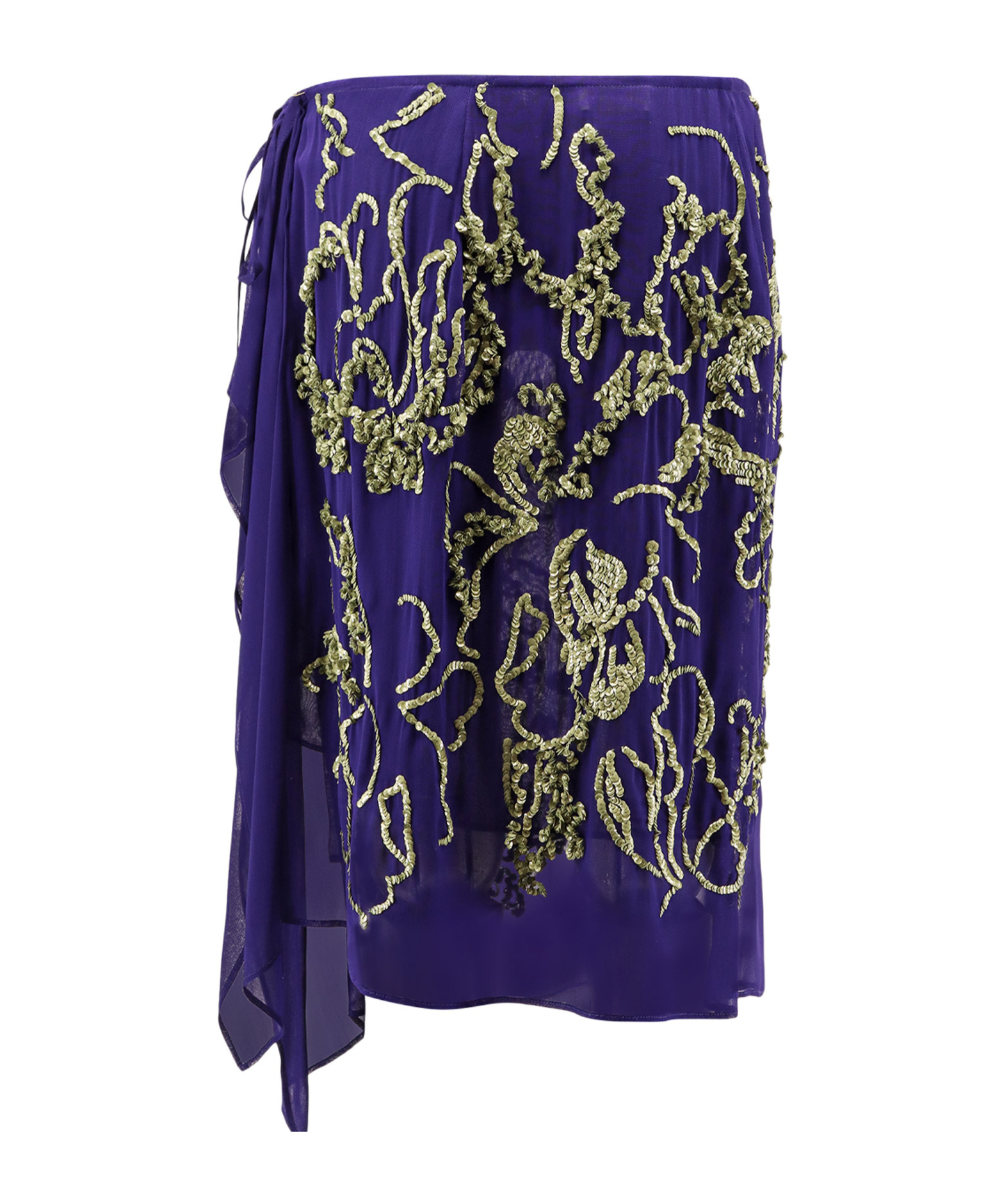 Dries Van Noten Sima Viscose Skirt With Sequins In Blue