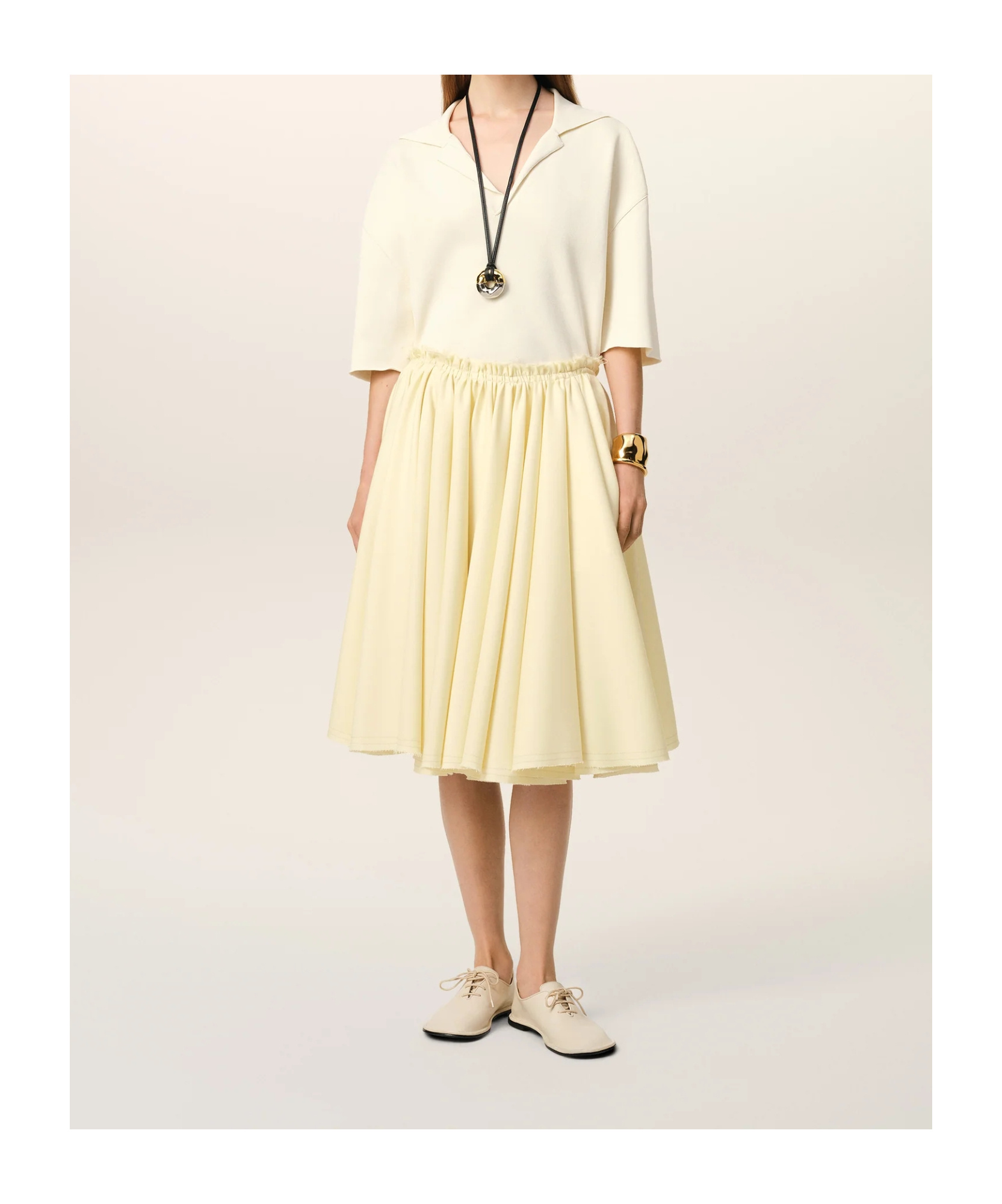 Shop Ami Alexandre Mattiussi Yellow Wool Skirt With Godets In Butter