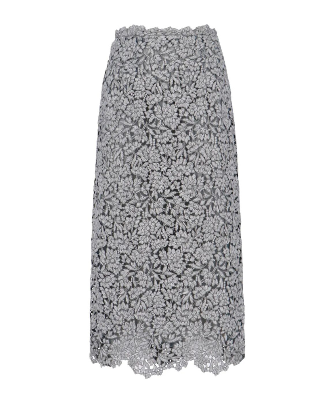 Ermanno Scervino Floral-lace Scalloped Hem Skirt In Gray