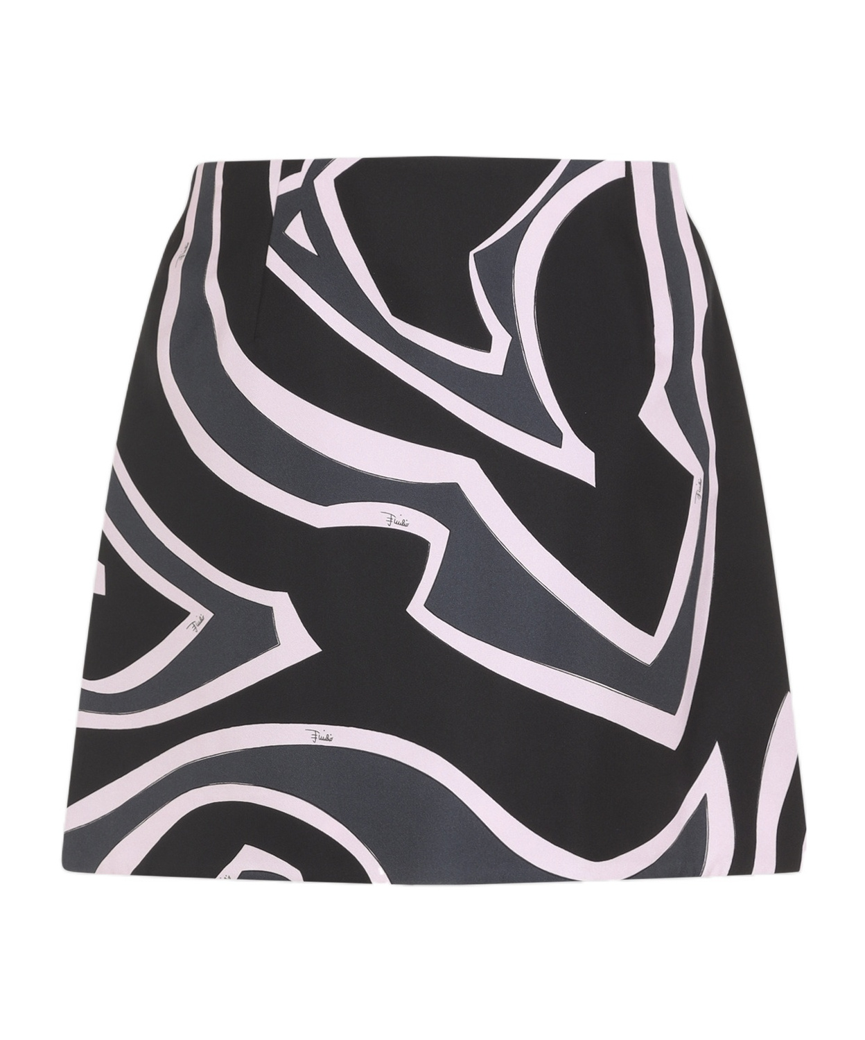 Pucci High Waist Abstract Pattern Mini Skirt In Black