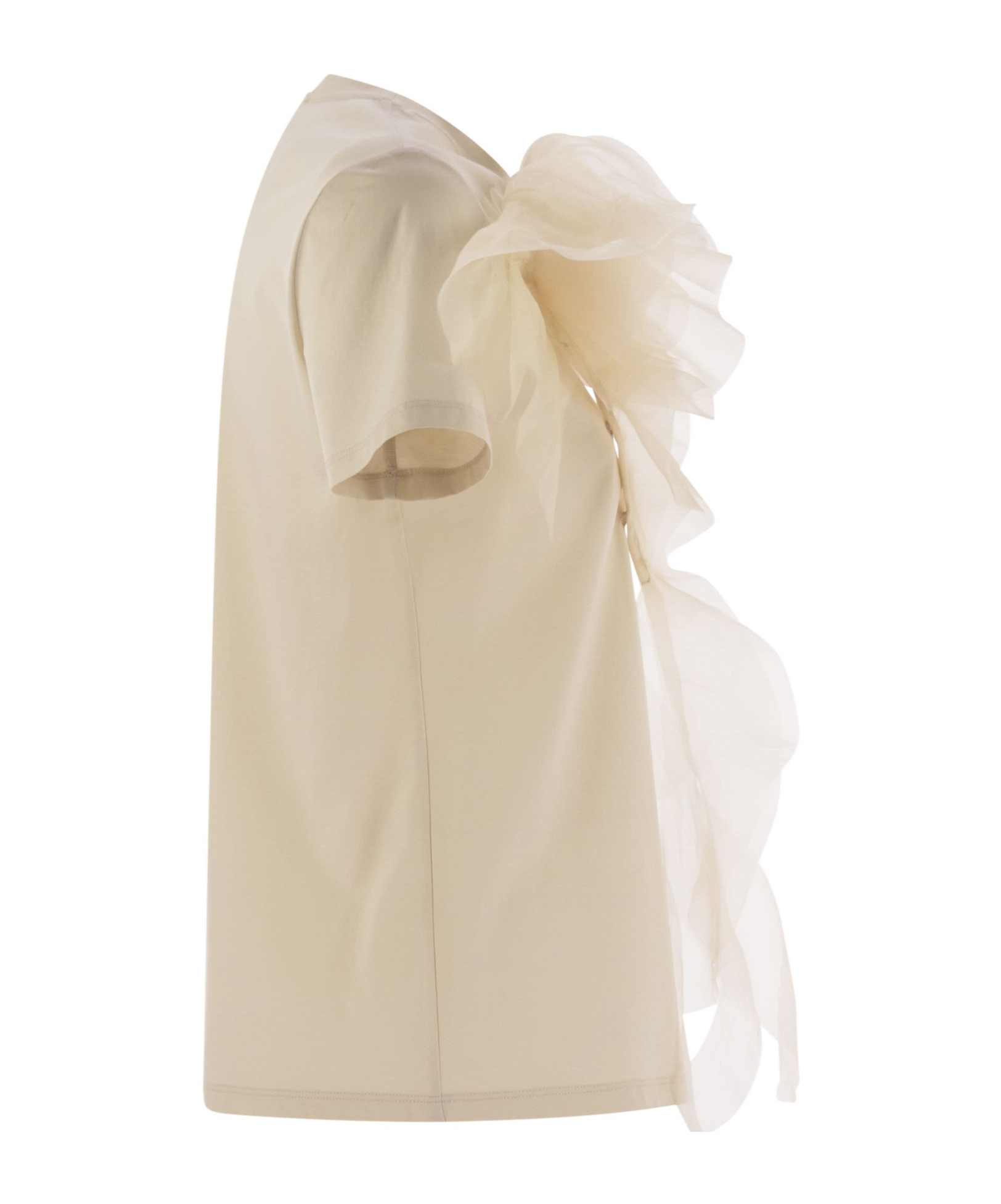Max Mara Ruffled Cotton And Tulle T-shirt